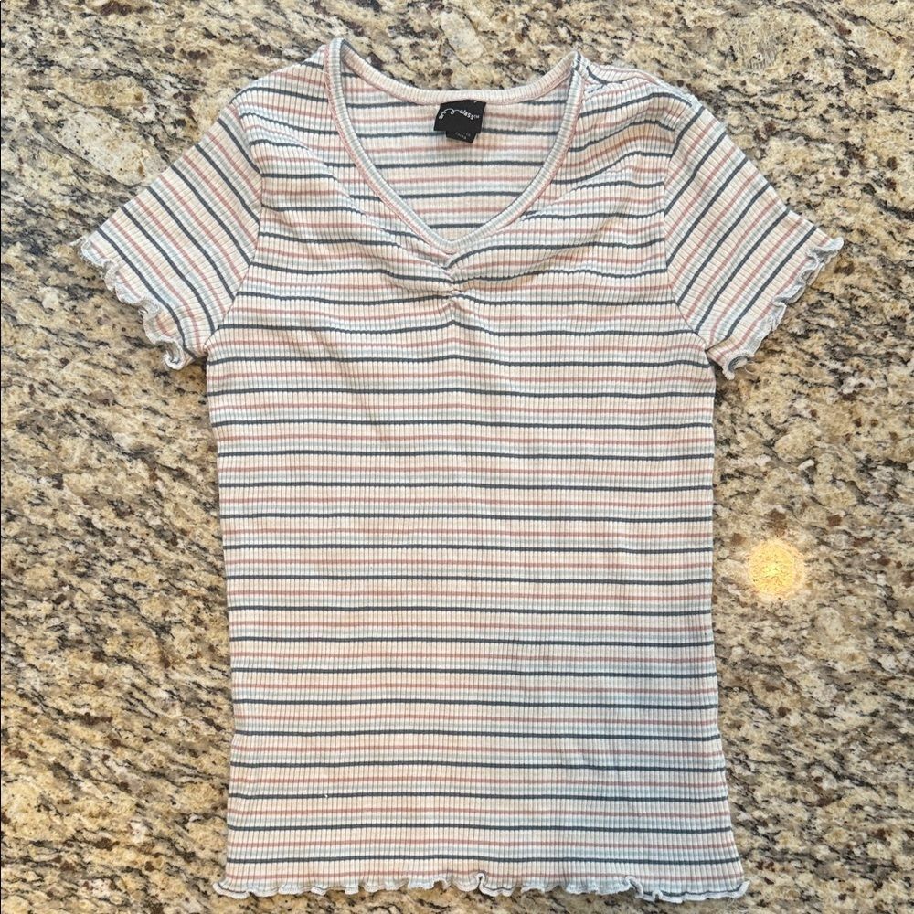 Art Class Multicolor Striped V-Neck Tee